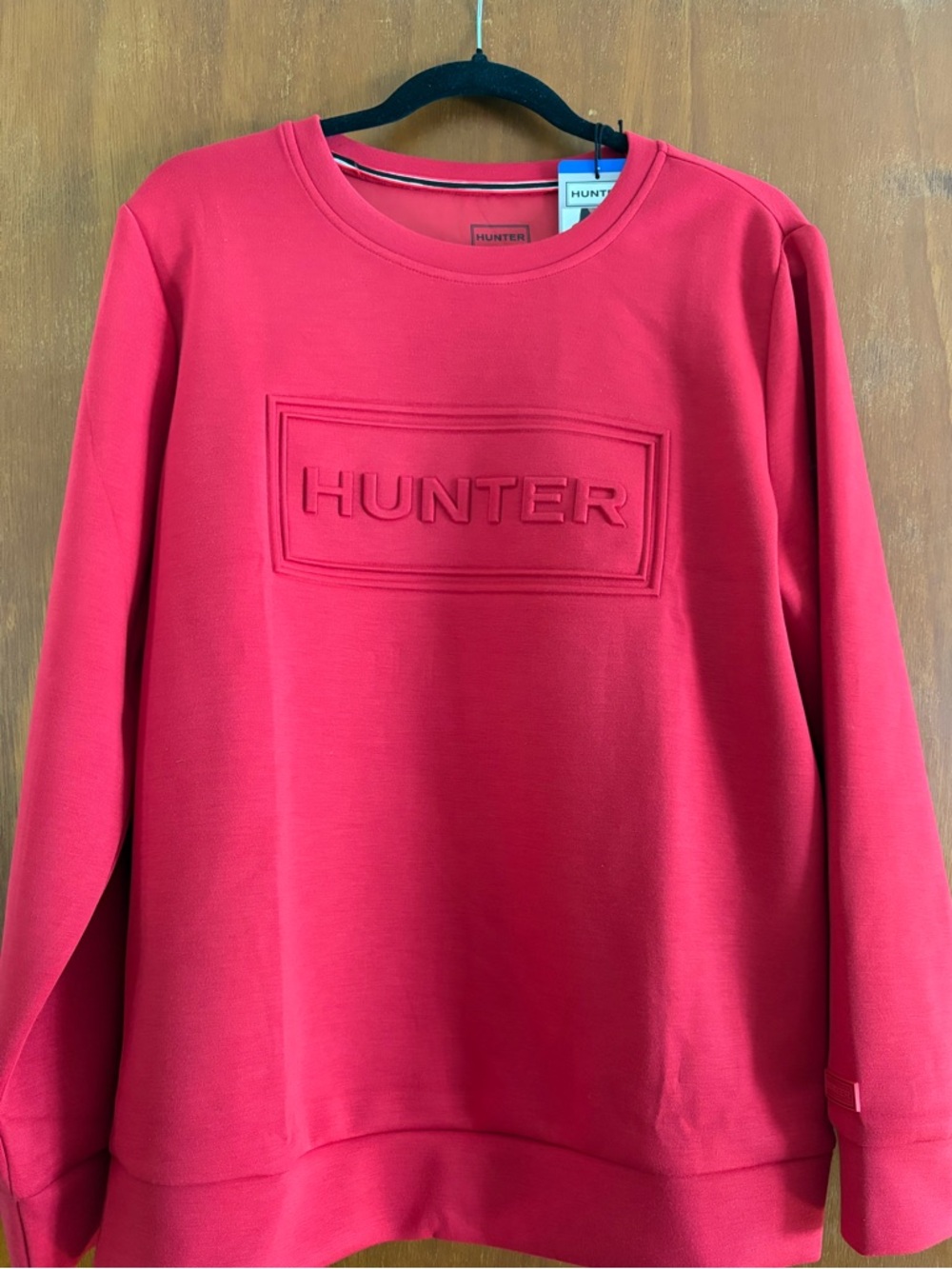 Hunter Embossed Logo Sweatshirt – NWT | Luxe Minimal Red